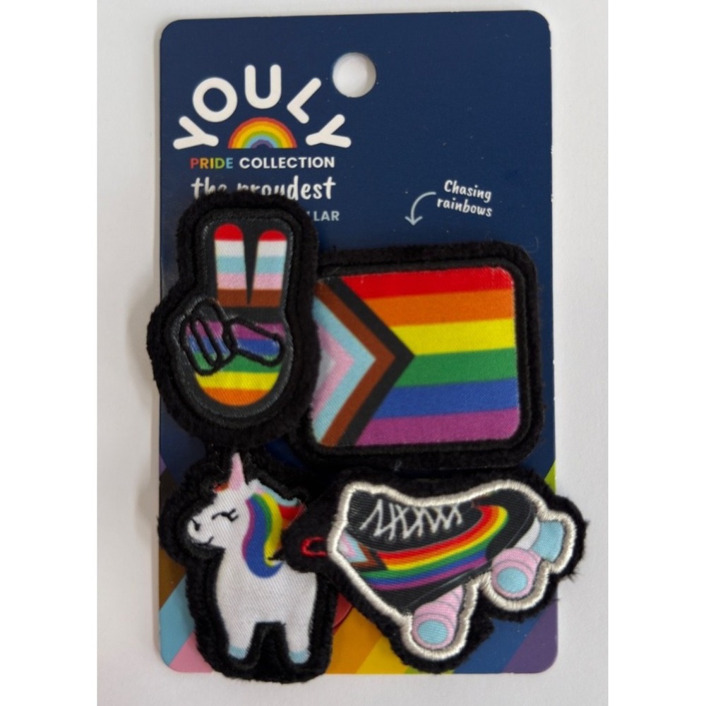 Youly Pride Collection Dog Collar Charm Set Rainbow Unicorn Skate Petco NWT